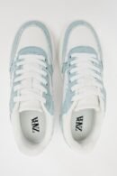 Zara Contrast Trainers Denim Blue