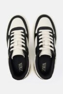 Zara Contrast Trainers Denim Black