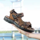 Natural Leather Waterproof Hiking Sandal Brown