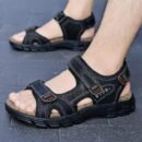 Natural Leather Waterproof Hiking Sandal Black