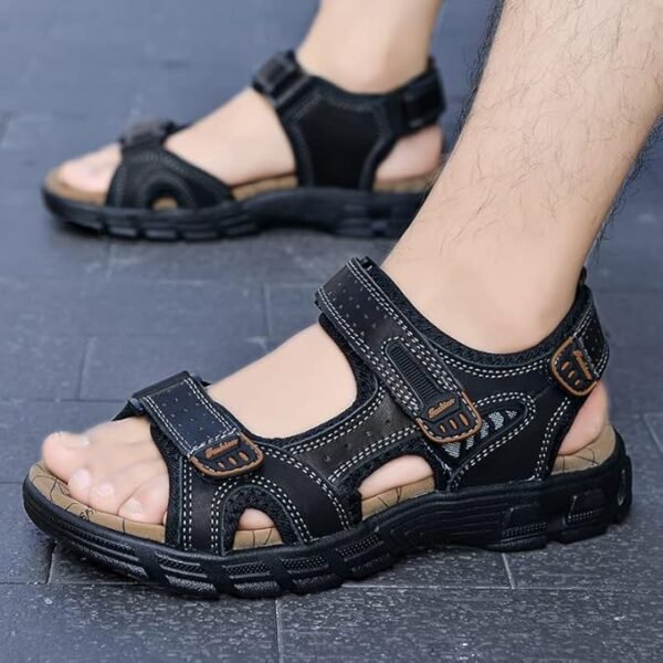 Natural Leather Waterproof Hiking Sandal Black - Image 13