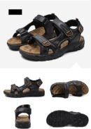 Natural Leather Waterproof Hiking Sandal Black