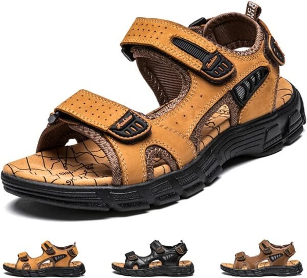 Natural Leather Waterproof Hiking Sandal Yellow - Image 11