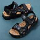 Natural Leather Waterproof Hiking Sandal Black