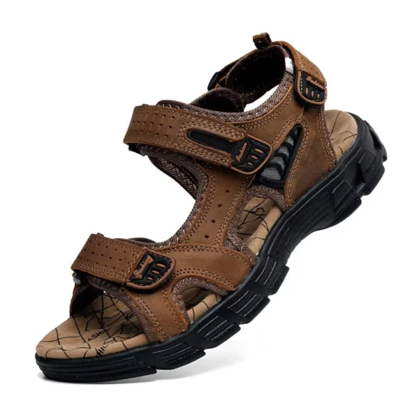 Natural Leather Waterproof Hiking Sandal Brown - Image 5