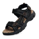 Natural Leather Waterproof Hiking Sandal Black