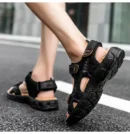 Natural Leather Waterproof Hiking Sandal Black