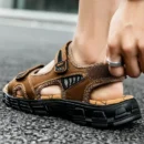 Natural Leather Waterproof Hiking Sandal Brown