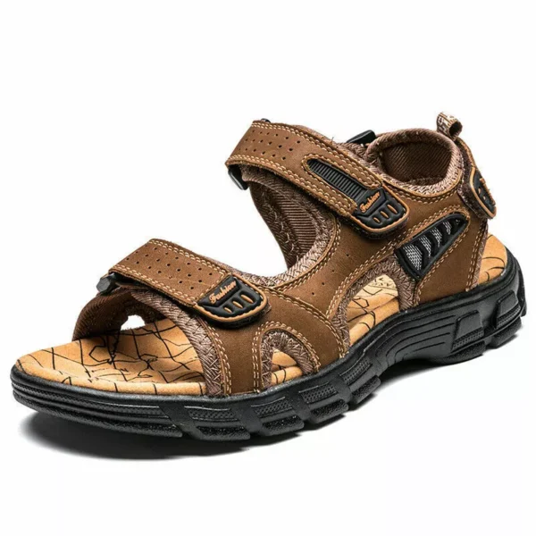 Natural Leather Waterproof Hiking Sandal Brown - Image 3