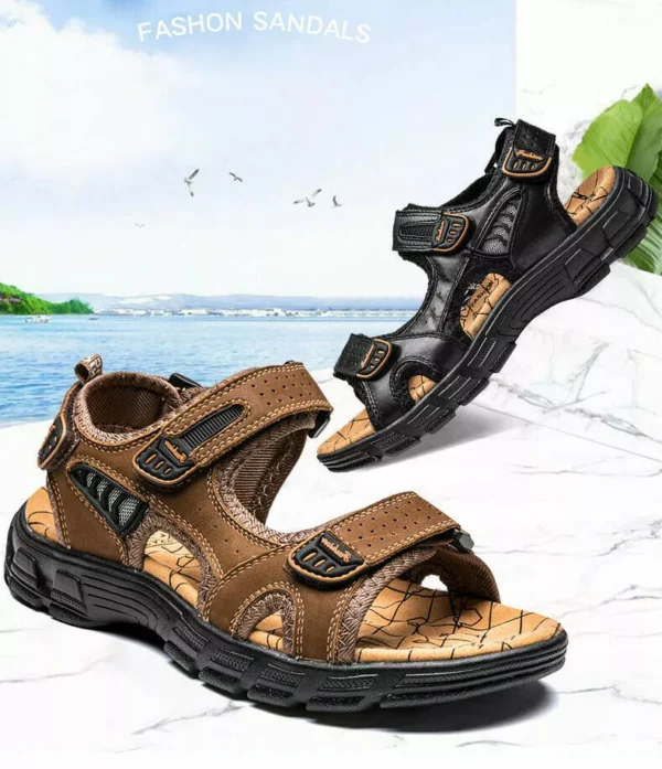 Natural Leather Waterproof Hiking Sandal Black - Image 18