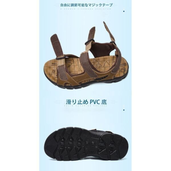 Natural Leather Waterproof Hiking Sandal Brown - Image 16